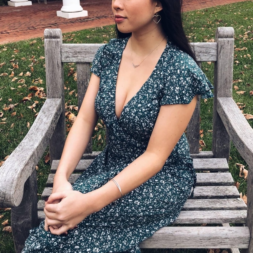 Urban Outfitters Kimchi Blue Floral Midi Wraparound Dress Size Small